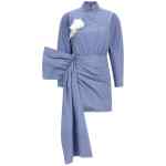 Self-Portrait Blue Cotton Tie Side Mini Dress