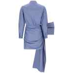 Self-Portrait Blue Cotton Tie Side Mini Dress