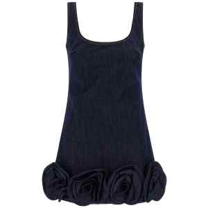 Self-Portrait Indigo Denim 3d Flower Mini Dress