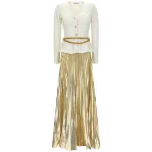 Self-Portrait Long Pleated Skirt Dress