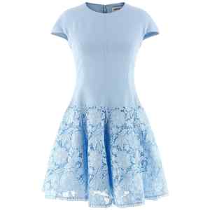 Self-Portrait Blue Crepe Lace Dress