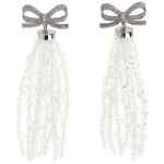 Self-Portrait Bow Beaded Waterfall Earrings