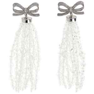 Self-Portrait Bow Beaded Waterfall Earrings
