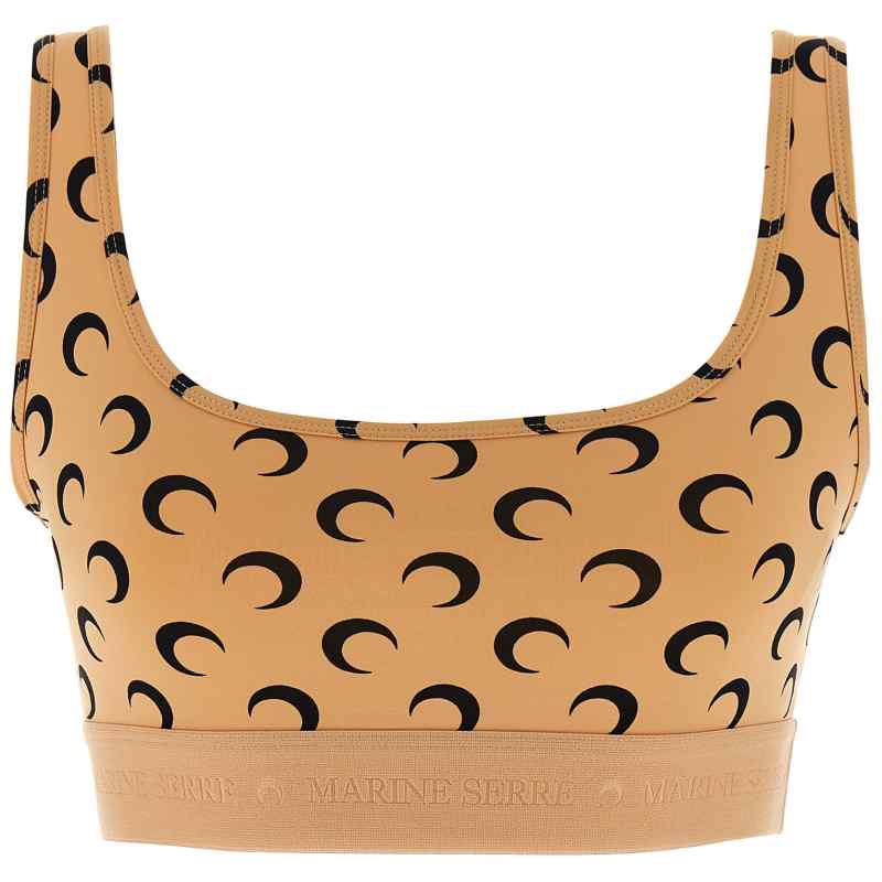 Marine Serre Moon Printed Jersey Cropped Top