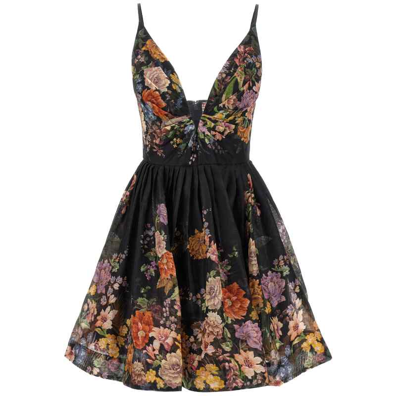 0816DF243BLKMLFL_01_M_2024-09-16T08-00-33.989Z Zimmermann Pavilion V Neck Mini Dress