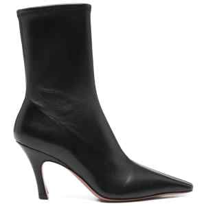 Amina Muaddi Jamie Stretch Bootie 80 Black Stretch Nappa