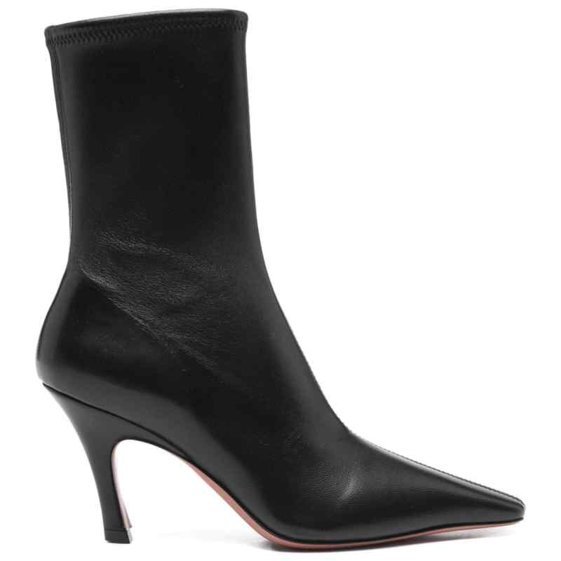Amina Muaddi Jamie Stretch Bootie 80 Black Stretch Nappa