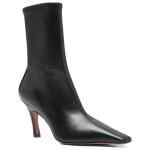 Amina Muaddi Jamie Stretch Bootie 80 Black Stretch Nappa