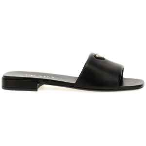 Prada Logo Leather Sandals