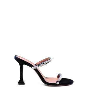 Amina Muaddi Gigi velvet and crystal heel sandals