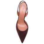 Amina Muaddi Holli suede leather slingback pumps