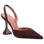Amina Muaddi Holli suede leather slingback pumps