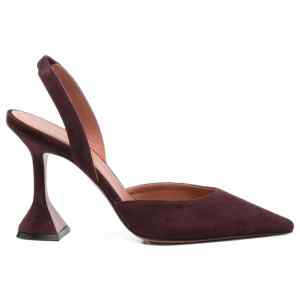 Amina Muaddi Holli suede leather slingback pumps