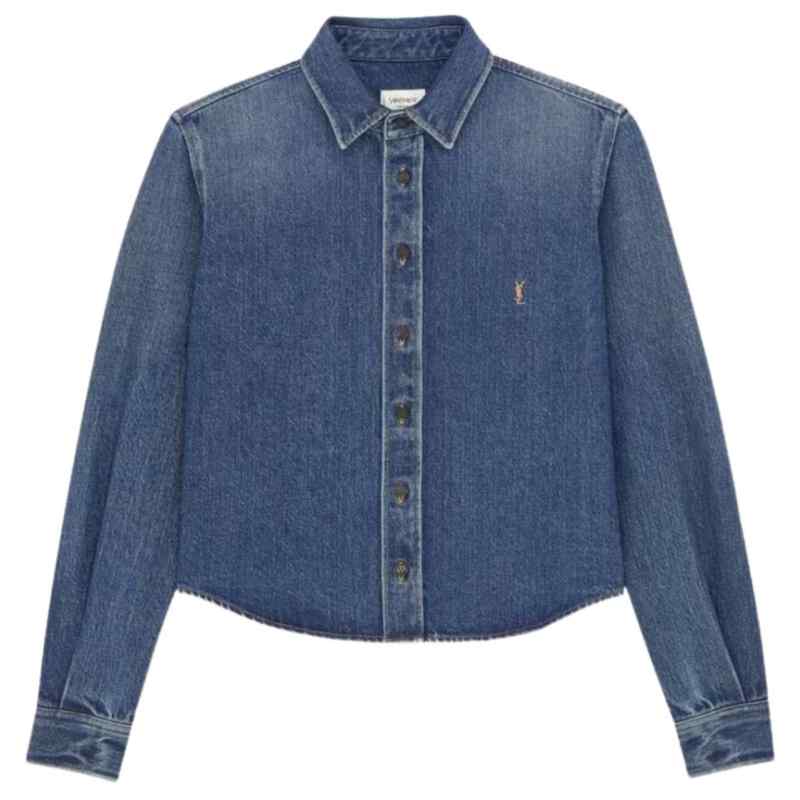 200040247-fw26-saintlaurentpre-873984y20pa5113 Saint Laurent Shirts NAVY