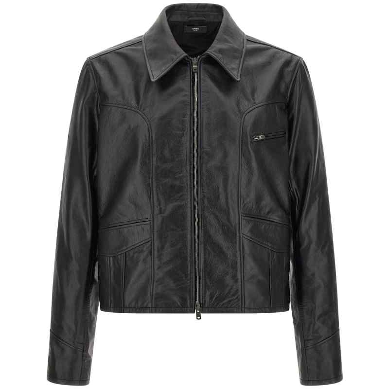 Amiri Leather Jacket With Zip