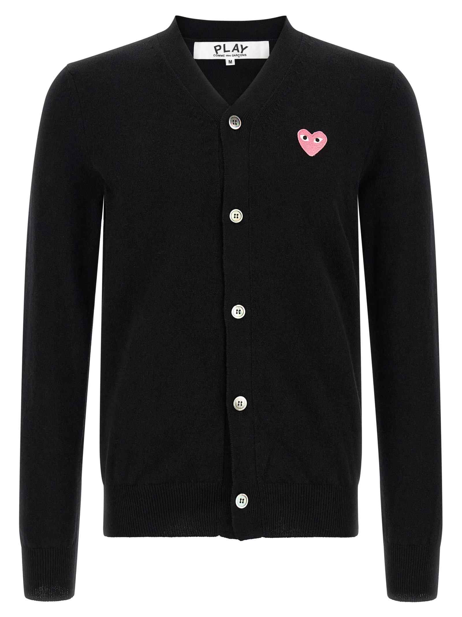 Comme Des Garçons Play Wool Cardigan With Heart Patch