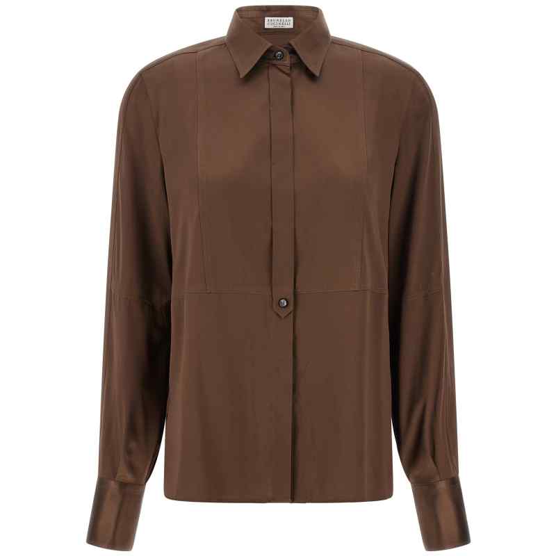 Brunello Cucinelli Stretch Silk Satin Shirt