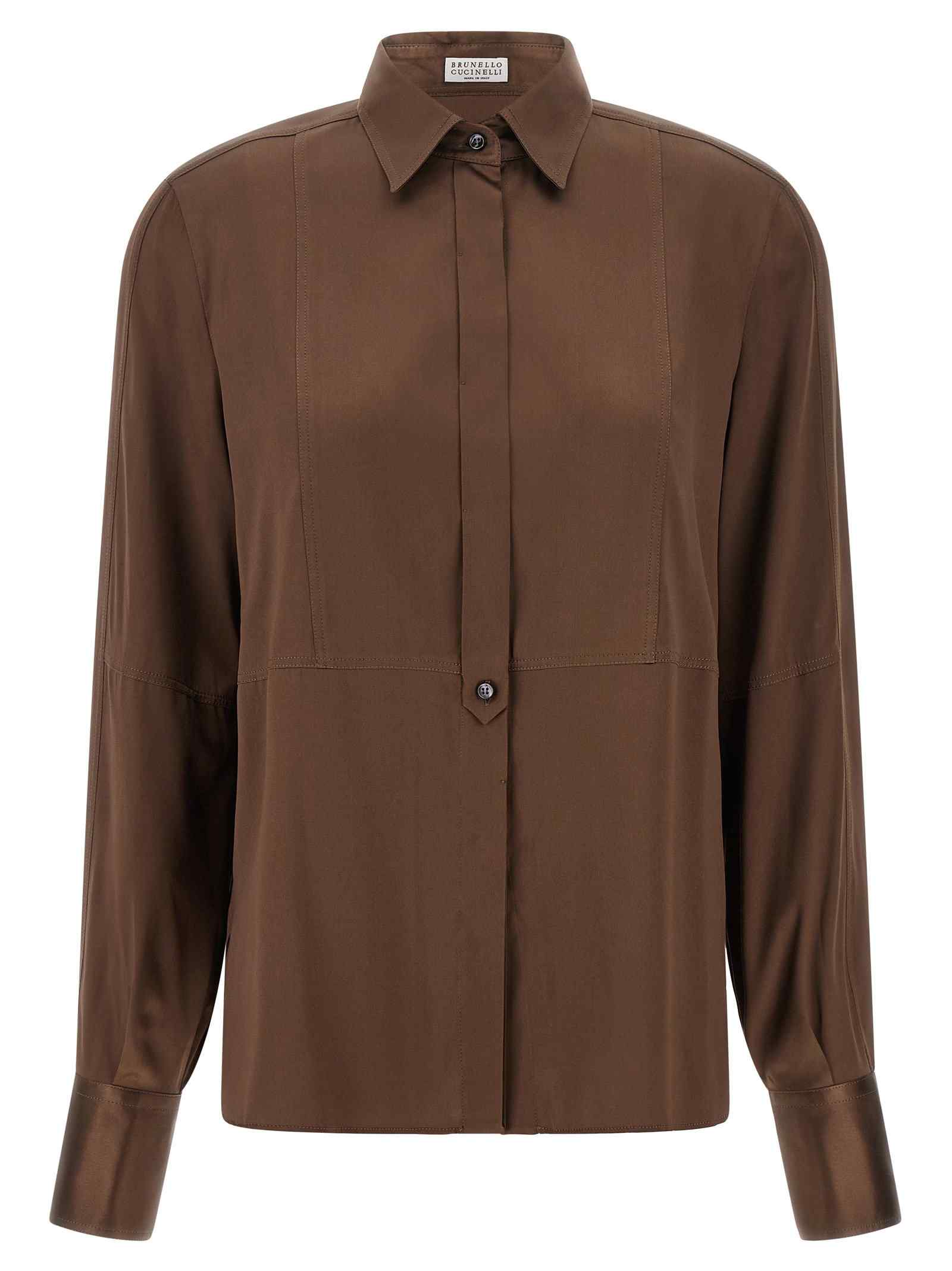 Brunello Cucinelli Stretch Silk Satin Shirt
