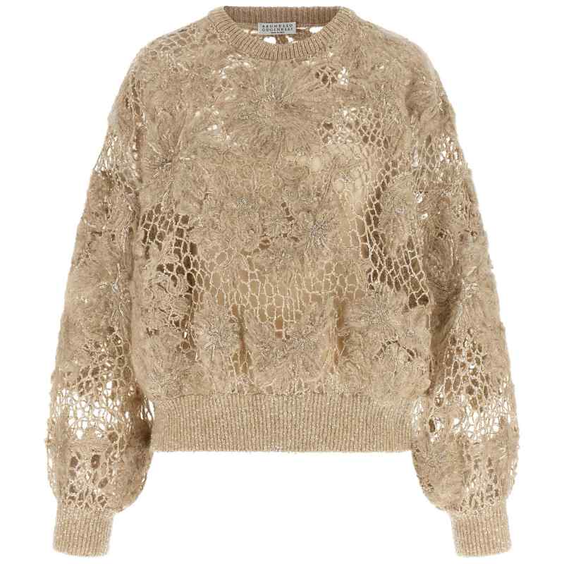 Brunello Cucinelli Whispering Bloom Embroidery Sweater