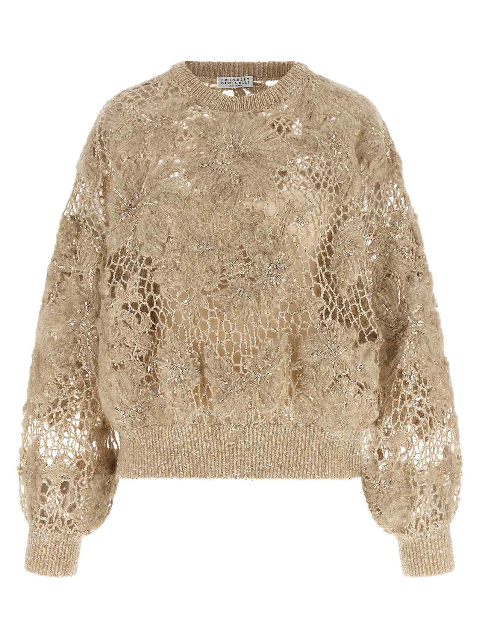 Brunello Cucinelli Whispering Bloom Embroidery Sweater