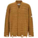 Mm6 Maison Margiela Beige Distressed Cardigan