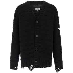 Mm6 Maison Margiela Distressed Wool Cardigan