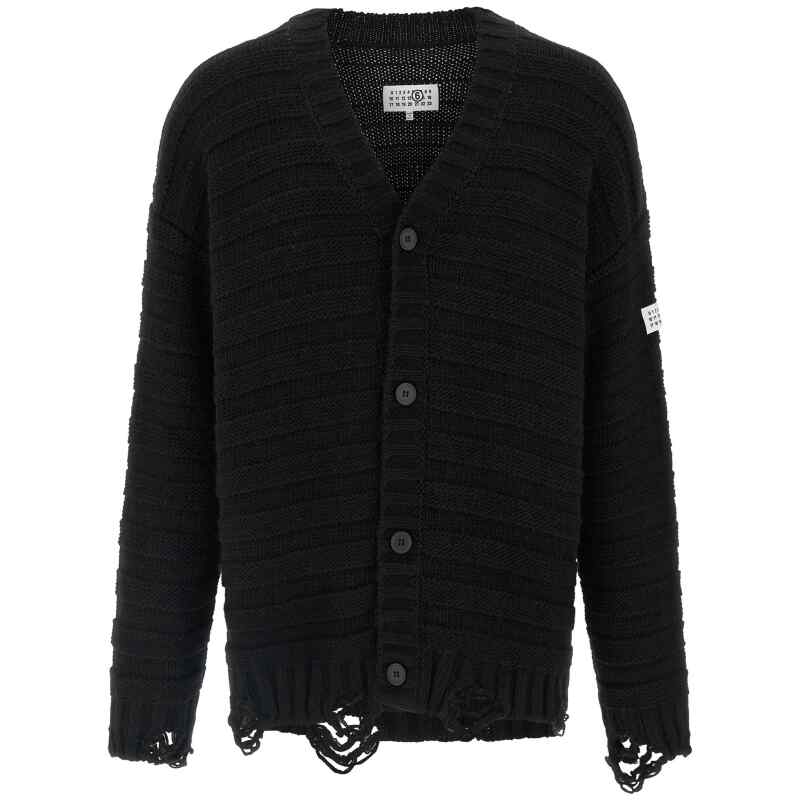 Mm6 Maison Margiela Distressed Wool Cardigan
